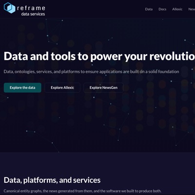 The Reframe Data home page